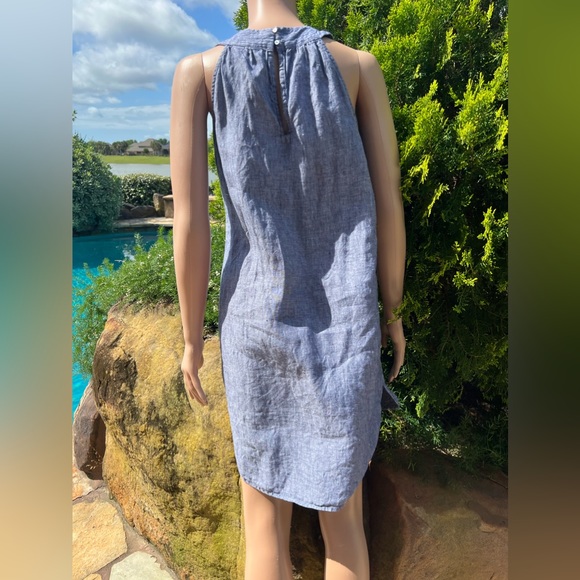 St Tropez Blue Linen A Line Dress with Denim Look in XS. Great Vacay Dress!! - Picture 11 of 12